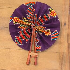 Fabric & Leather African Hand Fan